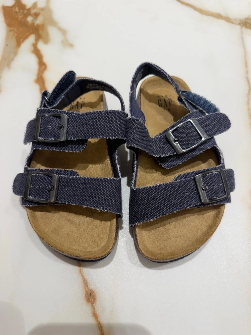 GAP Kids Navy Denim-Style Double Buckle Sandals